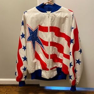 Vintage Great Threads USA Stars and Stripes Bomber Jacket